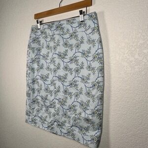 Ann Taylor Light Blue‎ Floral Pencil Skirt Size 10